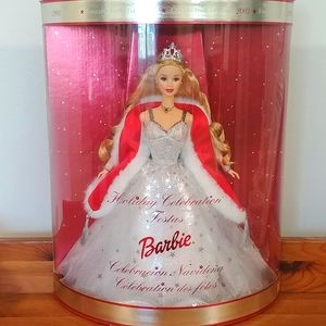 NEW Holiday Celebration Barbie 2001 + 2 Barbie Bonus Gifts